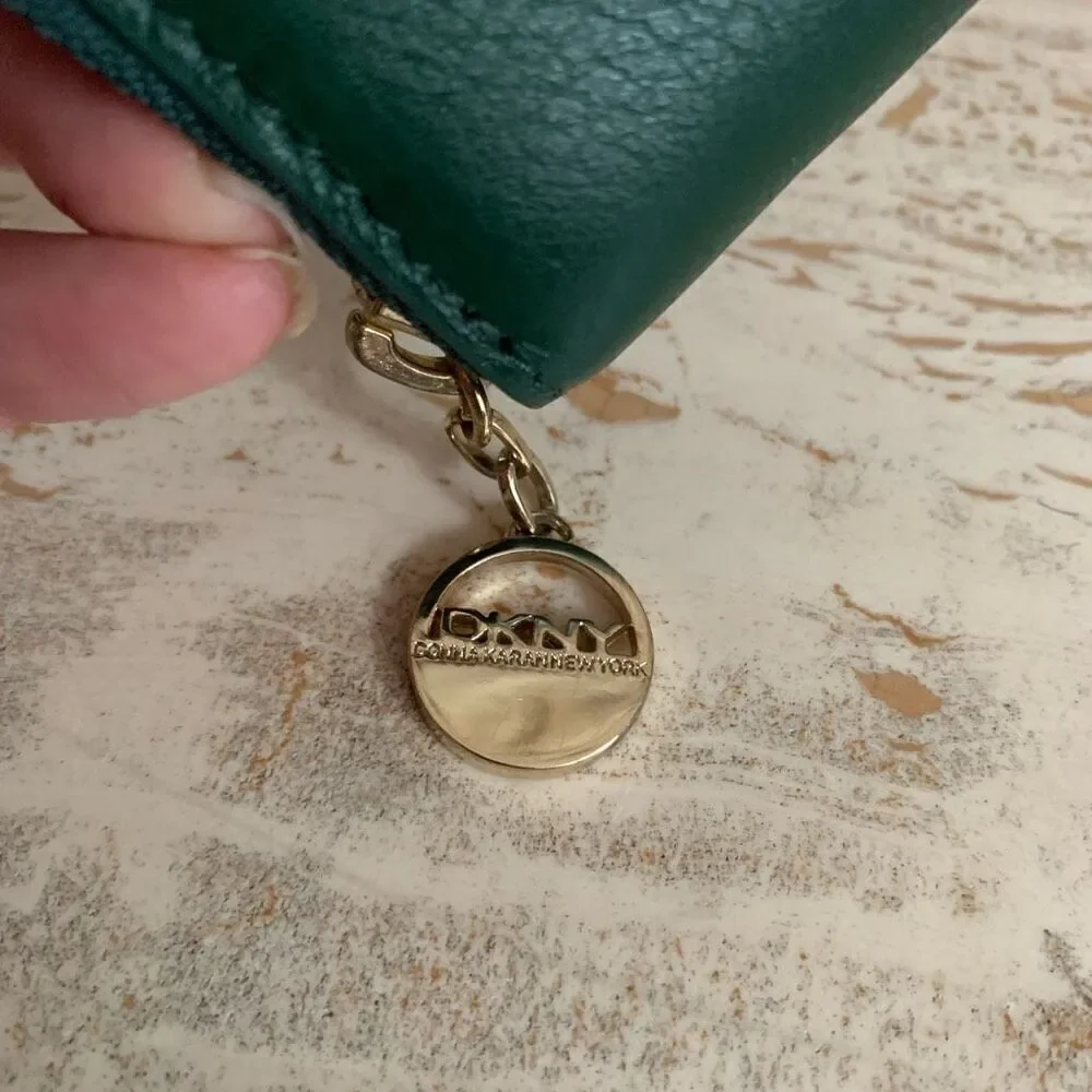 DKNY continental wallet zip around green